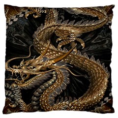 Gold And Silver Dragon Illustration Chinese Dragon Animal Large Flano Cushion Case (one Side) by danenraven