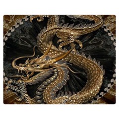 Gold And Silver Dragon Illustration Chinese Dragon Animal Double Sided Flano Blanket (medium)  by danenraven