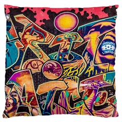 Doodle Wallpaper Texture Grafiti Multi Colored Art Large Flano Cushion Case (two Sides)