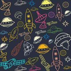 Seamless Outer Space Pattern Play Mat (rectangle) by danenraven