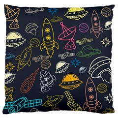 Seamless Outer Space Pattern Large Flano Cushion Case (two Sides)