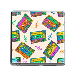 Seamless Pattern With Colorful Cassettes Hippie Style Doodle Musical Texture Wrapping Fabric Vector Memory Card Reader (square 5 Slot) by Ravend