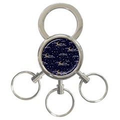 Hand Drawn Scratch Style Night Sky With Moon Cloud Space Among Stars Seamless Pattern Vector Design 3-ring Key Chain