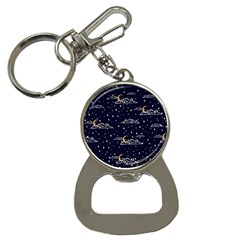 Hand Drawn Scratch Style Night Sky With Moon Cloud Space Among Stars Seamless Pattern Vector Design Bottle Opener Key Chain