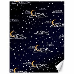 Hand Drawn Scratch Style Night Sky With Moon Cloud Space Among Stars Seamless Pattern Vector Design Canvas 18  X 24  by Ravend