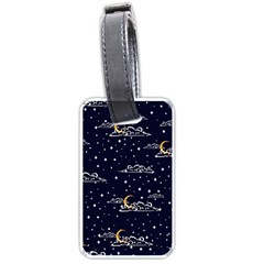 Hand Drawn Scratch Style Night Sky With Moon Cloud Space Among Stars Seamless Pattern Vector Design Luggage Tag (one Side) by Ravend