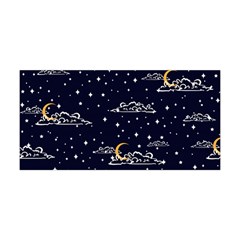 Hand Drawn Scratch Style Night Sky With Moon Cloud Space Among Stars Seamless Pattern Vector Design Yoga Headband by Ravend