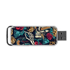 Vintage Art Tattoos Colorful Seamless Pattern Portable Usb Flash (two Sides)