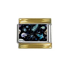 Colorful Abstract Pattern Consisting Glowing Lights Luminescent Images Marine Plankton Dark Gold Trim Italian Charm (9mm)