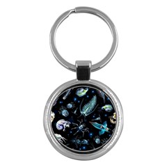 Colorful Abstract Pattern Consisting Glowing Lights Luminescent Images Marine Plankton Dark Key Chain (round)