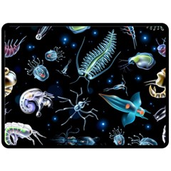 Colorful Abstract Pattern Consisting Glowing Lights Luminescent Images Marine Plankton Dark Double Sided Fleece Blanket (large) 