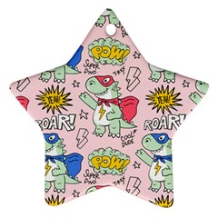 Seamless Pattern With Many Funny Cute Superhero Dinosaurs T-rex Mask Cloak With Comics Style Star Ornament (two Sides)