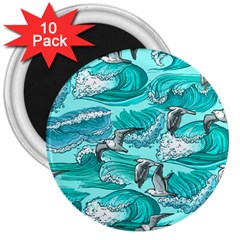 Sea Wave Seamless Pattern 3  Magnets (10 Pack) 