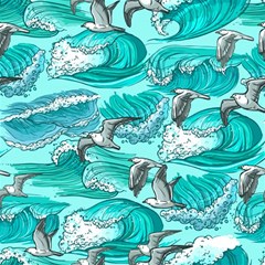 Sea Wave Seamless Pattern Play Mat (square) by Ravend