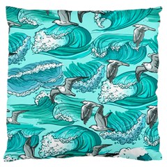 Sea Wave Seamless Pattern Large Flano Cushion Case (two Sides)