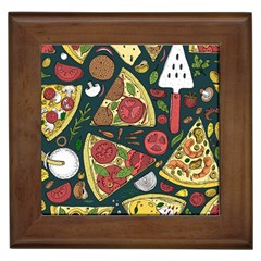 Vector Seamless Pizza Slice Pattern Hand Drawn Pizza Illustration Great Pizzeria Menu Background Framed Tile