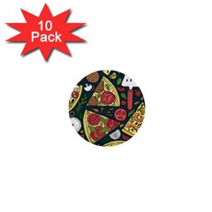 Vector Seamless Pizza Slice Pattern Hand Drawn Pizza Illustration Great Pizzeria Menu Background 1  Mini Buttons (10 Pack) 