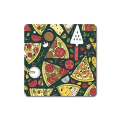 Vector Seamless Pizza Slice Pattern Hand Drawn Pizza Illustration Great Pizzeria Menu Background Square Magnet