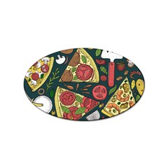 Vector Seamless Pizza Slice Pattern Hand Drawn Pizza Illustration Great Pizzeria Menu Background Sticker Oval (100 Pack) by Ravend