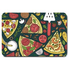 Vector Seamless Pizza Slice Pattern Hand Drawn Pizza Illustration Great Pizzeria Menu Background Large Doormat by Ravend