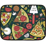 Vector Seamless Pizza Slice Pattern Hand Drawn Pizza Illustration Great Pizzeria Menu Background Double Sided Fleece Blanket (Mini)  35 x27  Blanket Back