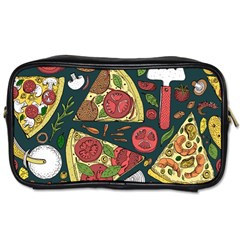 Vector Seamless Pizza Slice Pattern Hand Drawn Pizza Illustration Great Pizzeria Menu Background Toiletries Bag (one Side)