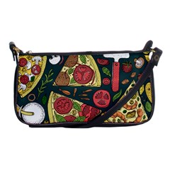 Vector Seamless Pizza Slice Pattern Hand Drawn Pizza Illustration Great Pizzeria Menu Background Shoulder Clutch Bag by Ravend