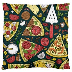 Vector Seamless Pizza Slice Pattern Hand Drawn Pizza Illustration Great Pizzeria Menu Background Standard Flano Cushion Case (two Sides)