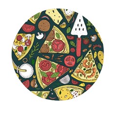 Vector Seamless Pizza Slice Pattern Hand Drawn Pizza Illustration Great Pizzeria Menu Background Mini Round Pill Box by Ravend