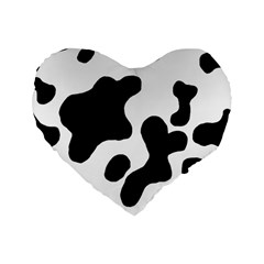 Cow Pattern Standard 16  Premium Flano Heart Shape Cushions by Wegoenart