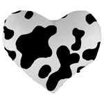 Cow Pattern Large 19  Premium Flano Heart Shape Cushions Front