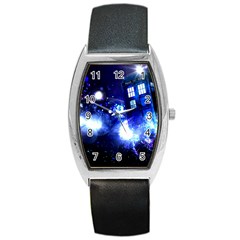 Tardis Background Space Barrel Style Metal Watch by Jancukart