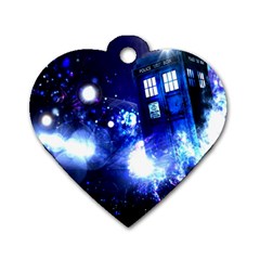 Tardis Background Space Dog Tag Heart (one Side) by Jancukart