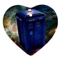 The Police Box Tardis Time Travel Device Used Doctor Who Heart Ornament (two Sides) by Jancukart