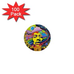 Psychedelic Rock Jimi Hendrix 1  Mini Buttons (100 Pack) 