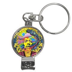 Psychedelic Rock Jimi Hendrix Nail Clippers Key Chain by Jancukart