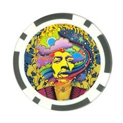 Psychedelic Rock Jimi Hendrix Poker Chip Card Guard