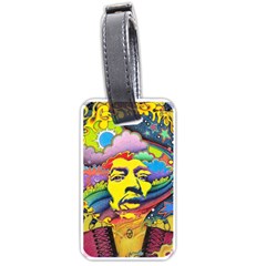 Psychedelic Rock Jimi Hendrix Luggage Tag (one Side) by Jancukart