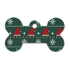 Beautiful Knitted Christmas Xmas Pattern Dog Tag Bone (two Sides) by Jancukart