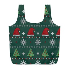 Beautiful Knitted Christmas Xmas Pattern Full Print Recycle Bag (l) by Jancukart