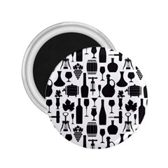 Wine Pattern Black White 2 25  Magnets