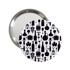 Wine Pattern Black White 2 25  Handbag Mirrors