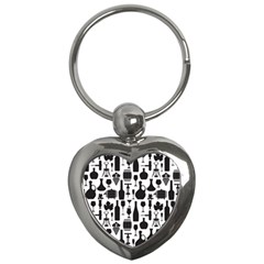 Wine Pattern Black White Key Chain (heart)