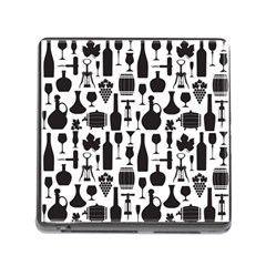 Wine Pattern Black White Memory Card Reader (square 5 Slot) by Jancukart