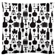 Wine Pattern Black White Large Cushion Case (two Sides) by Jancukart