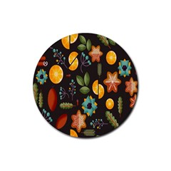 Christmas Seamless Pattern Rubber Round Coaster (4 Pack)