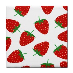 Seamless-pattern-fresh-strawberry Tile Coaster