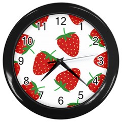 Seamless-pattern-fresh-strawberry Wall Clock (black)