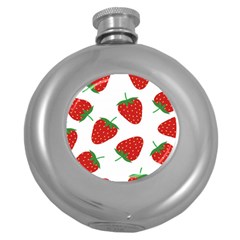 Seamless-pattern-fresh-strawberry Round Hip Flask (5 Oz) by Jancukart