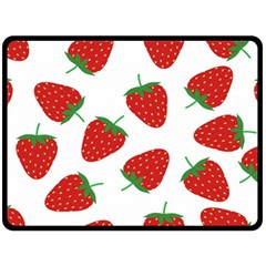 Seamless-pattern-fresh-strawberry Fleece Blanket (large)  by Jancukart
